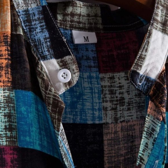 Multicolor Men's Plaid Print Shirt Casual - Picture 6 of 6